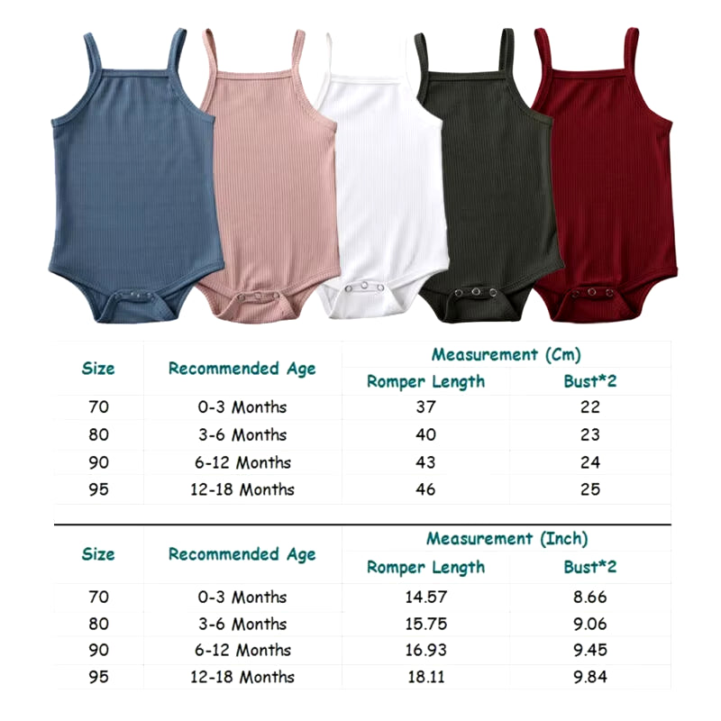 Unisex Baby Summer Bodysuit – Solid Pink, White, Green Sleeveless Jumpsuit for Newborn Boys & Girls