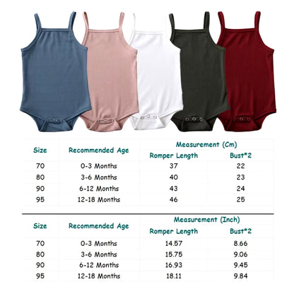 Unisex Baby Summer Bodysuit – Solid Pink, White, Green Sleeveless Jumpsuit for Newborn Boys & Girls