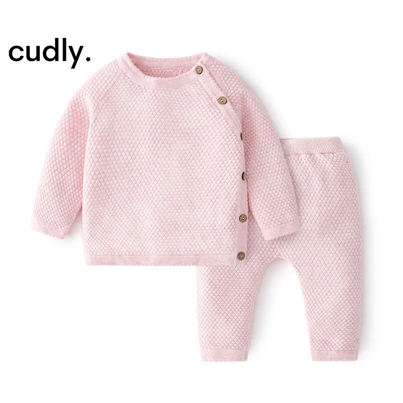 Baby Clothes Cotton Set – Knitted Sweater & Pants for Newborn Boys & Girls