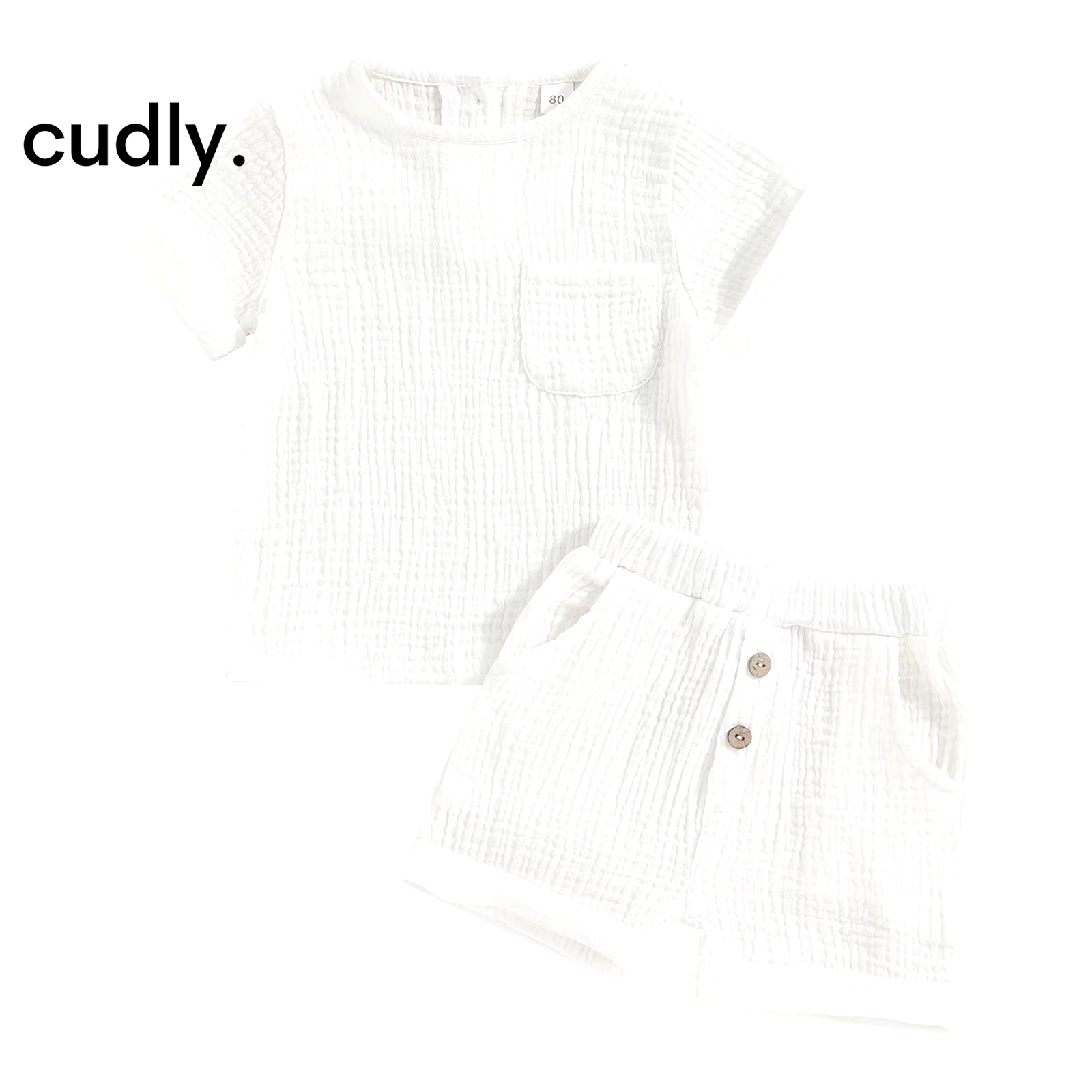 Baby Boys Summer Cotton Linen Outfit Set - Short Sleeve T-Shirt and Pocket Shorts