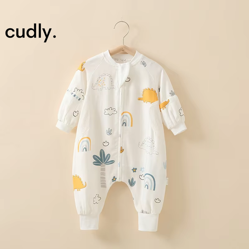 Baby Sleeping Romper – Cotton & Bamboo Fiber Detachable Long Sleeve Pajamas