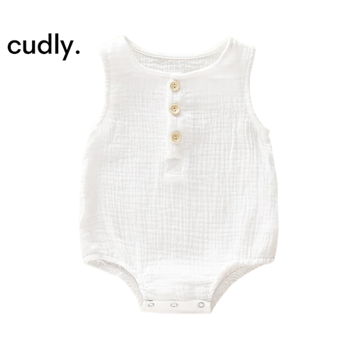 Summer Infant Muslin Sleeveless Baby Romper – Fashionable Newborn Clothing for Boys & Girls