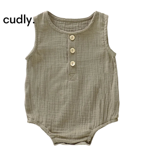 Summer Infant Muslin Sleeveless Baby Romper – Fashionable Newborn Clothing for Boys & Girls