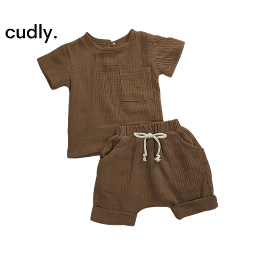 2-Piece Infant Outfit Set - Cotton T-Shirts and Shorts for Boys (3-12 Months)