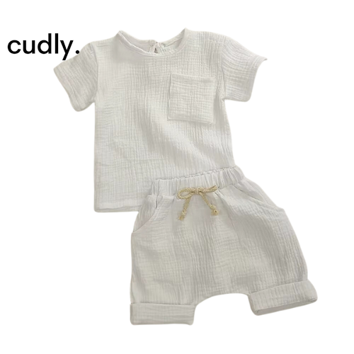 2-Piece Infant Outfit Set - Cotton T-Shirts and Shorts for Boys (3-12 Months)