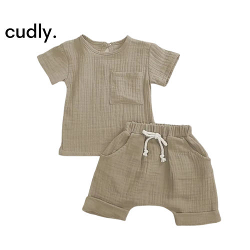 2-Piece Infant Outfit Set - Cotton T-Shirts and Shorts for Boys (3-12 Months)