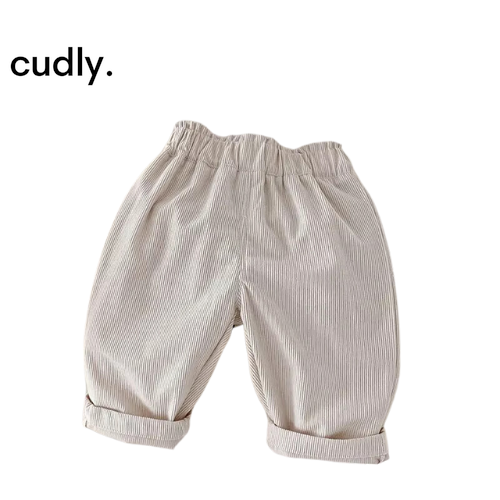 Kids Fashion Corduroy Pants – Beige Boys Trousers for Daily Outfits