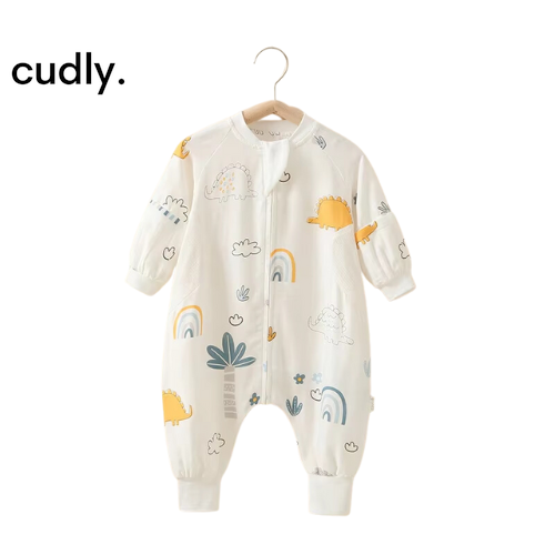 Baby Sleeping Romper – Cotton & Bamboo Fiber Detachable Long Sleeve Pajamas