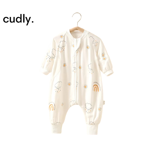 Baby Sleeping Romper – Cotton & Bamboo Fiber Detachable Long Sleeve Pajamas