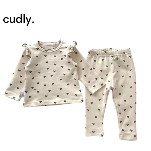 Newborn Baby Girl Heart Print Pajama Set – Soft Cotton Sleepwear