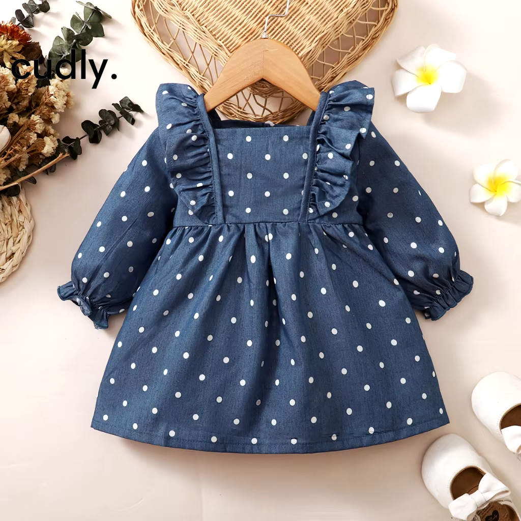 Infant Baby Girl Polka-Dot Sleeveless Ruffle Dress