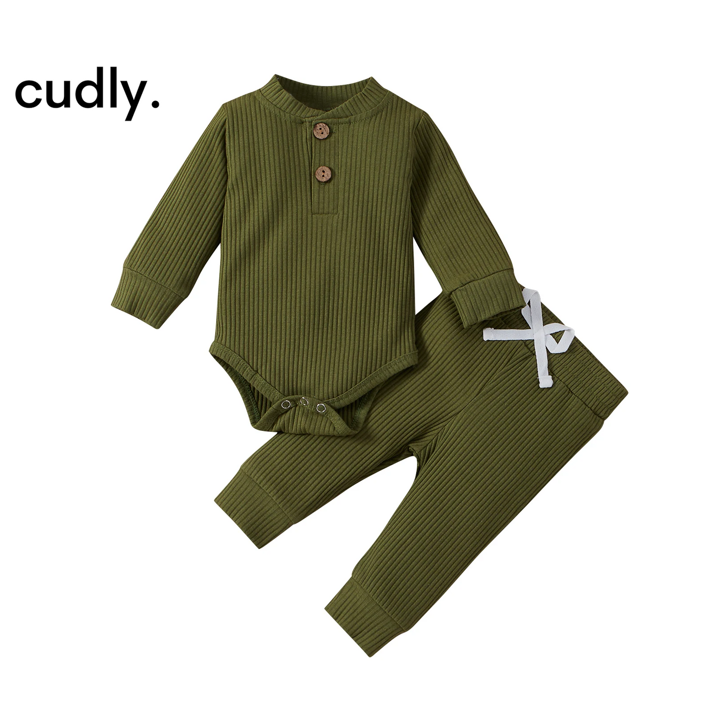 Infant Newborn Baby Girl & Boy Ribbed/Plaid Solid Clothes Set – Long Sleeve Bodysuits + Elastic Pants (21 Colors)