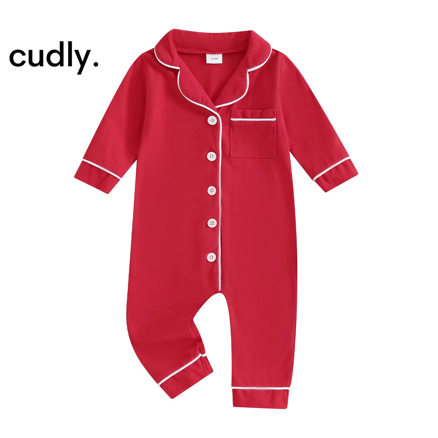 Baby Boys Patchwork Pajama Romper – Turn-Down Collar Long Sleeve Jumpsuit Sleepwear