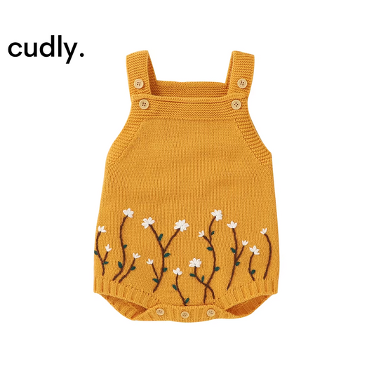 Artisanal Embroidered Sleeveless Baby Girls Summer Rompers – Handmade Knitwear Infant Bodysuit