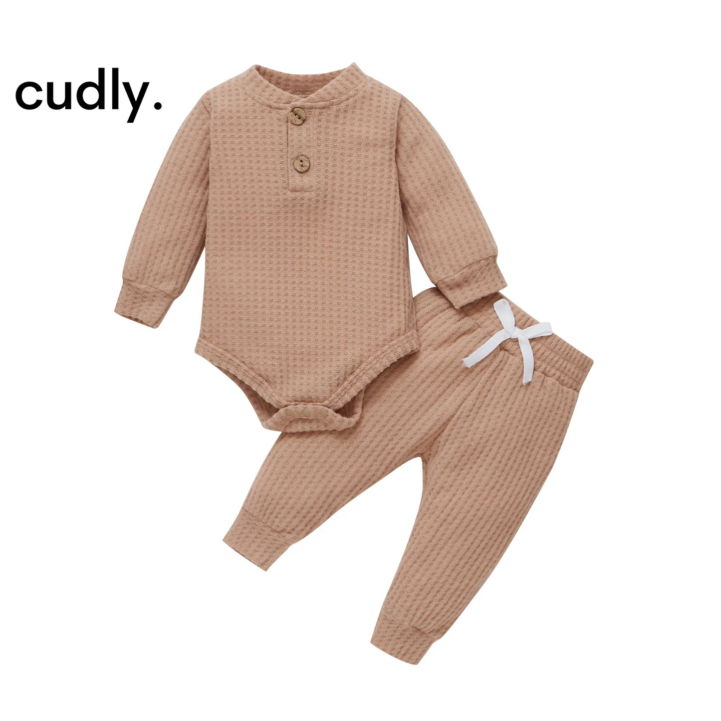 Infant Newborn Baby Girl & Boy Ribbed/Plaid Solid Clothes Set – Long Sleeve Bodysuits + Elastic Pants (21 Colors)