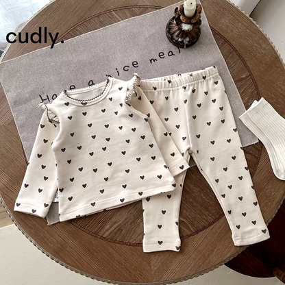 Newborn Baby Girl Heart Print Pajama Set – Soft Cotton Sleepwear