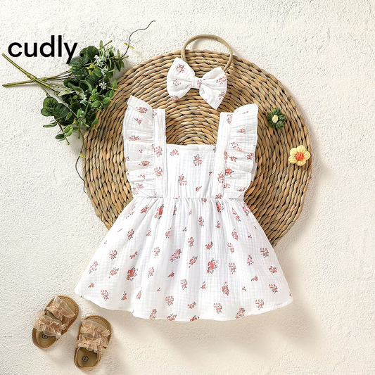 2024 Baby Girls Sleeveless Floral Cotton Dress – Summer Fashion for Newborns (0-6M)