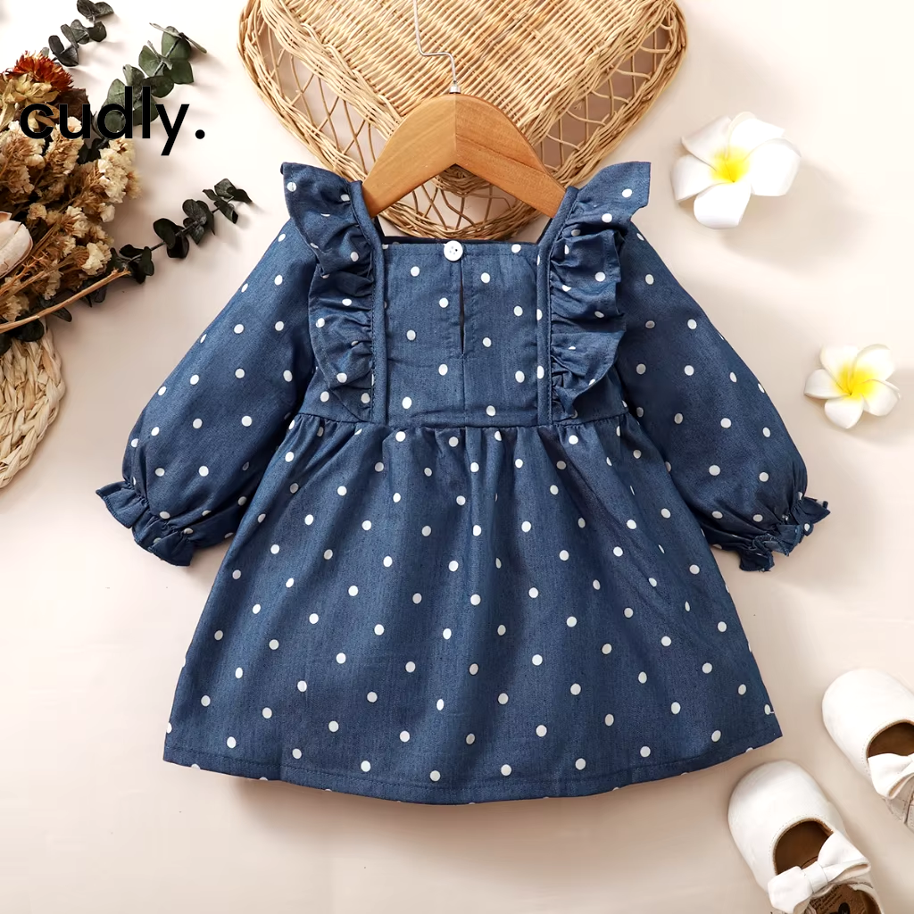 Infant Baby Girl Polka-Dot Sleeveless Ruffle Dress