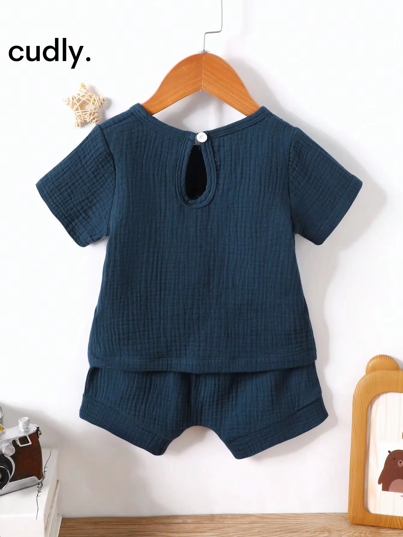 Summer Baby Boy Solid Pocket Patched Top & Shorts Set