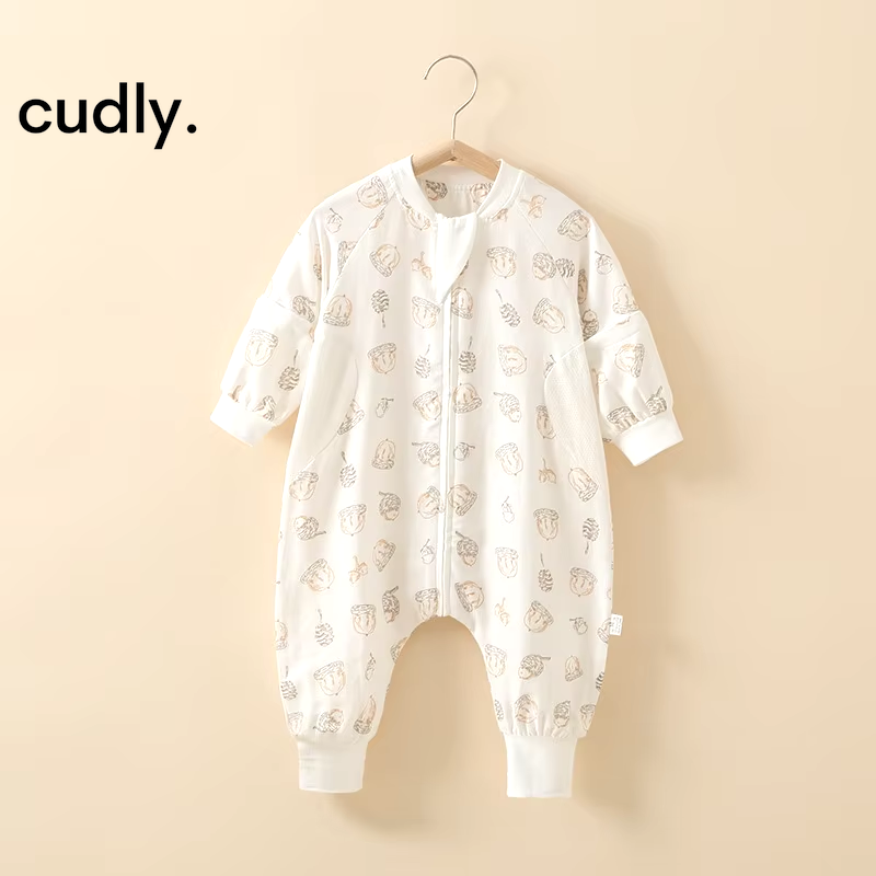 Baby Sleeping Romper – Cotton & Bamboo Fiber Detachable Long Sleeve Pajamas