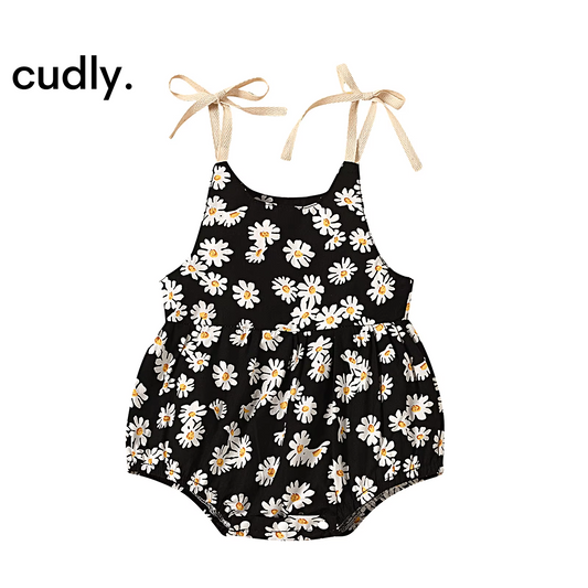 Baby Girl's Daisy Print Sleeveless Romper – One-Piece Summer Bodysuit