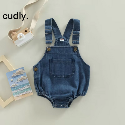 Toddler Baby Girls Sleeveless Denim Romper – Summer Button-Up Bodysuit Jumpsuit