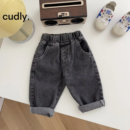 Baby Boys Denim Pants – Solid Color Casual Jeans for Infants