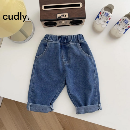 Baby Boys Denim Pants – Solid Color Casual Jeans for Infants